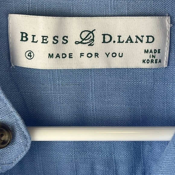 D. LAND Blue Pop Over Shirt Parsons Collar - Picture 2 of 11